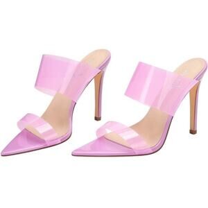 Vivianly Clear Pointed Toe Heels Transparent Strap Sz 8